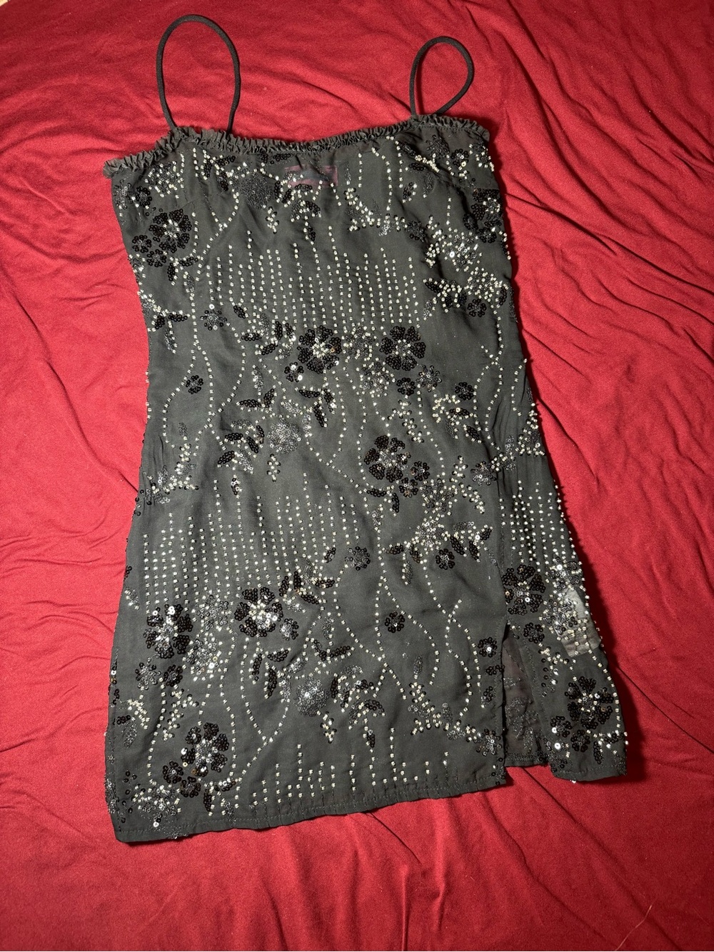 Edikted Black Beaded Mini Dress